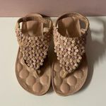 NWOT Nude & Light Pink Floral Sling Back Thong Sandals Size 39/7.5 Photo 0