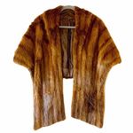 Vintage Mink Fur Stole Cape Capelet Winter Luxury Wrap Pockets Brown Size undefined Photo 0
