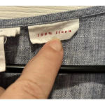 Sigrid Olsen  Womens‎ Blouse Blue 100% Linen Button Up Half Sleeve Size Large Photo 2