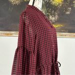 VICI  Womens Size Large Manchester Balloon Sleeve Maroon Black Plaid Dress Photo 4
