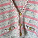J.Crew  pink and cream confetti striped cardigan sweater Photo 5