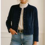 Vintage Blue Velvet Boho Chic Streetwear Fitted Edwardian Puff Sleeve Large Photo 2