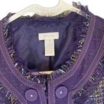 Chico's Metallic Purple Tweed Fringe Boucle Jacket Women Sz 1 Medium Photo 5