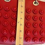 Red faux leather bucket satchel handbag, structured boxy, chunky hardware. NEW! Photo 13