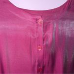 Avon L Blouse Pink Two Tone Dhoop Chao Shimmer Long Sleeve Button Collarless Size L Photo 4