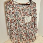 Wallflower Pink and Orange Relaxed floral long sleeve knit top Size L Photo 0