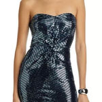 Ramy Brook Women's Daya Sequined Strapless Minidress Navy Disco Knit sz 14 Photo 0