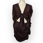 WAYF  x Emma Rose Corvette Ruched Minidress Women's Med Black Metallic V-Neck Photo 2