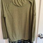 Faded Glory  Olive Green Plaid Trim Long Sleeve Casual Top Size L Photo 3