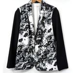 T Tahari Floral Blazer Colorblock Single Button Closure White Black Size 8 Photo 0