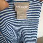 Chico's Chico’s Blue and White Striped 1/2 Sleeve V-Neck High Low Blouse Women’s 0 (S) Photo 3
