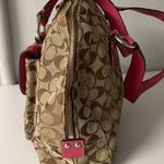 Coach Signature Tan and Pink Large Hampton Dome Shaped Zip Bag w dust bag Photo 1