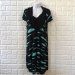 Kensie teal animal print‎ tiger tie dye dress Women's Size L Large Photo 1