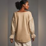 Anthropologie Pilcro by  Tan Mixed-Media Puff Sleeve Pullover Size Large Photo 3