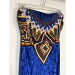 Papillon Women's Geometric Strapless Slip On Long Dress Blue Size XL Photo 5