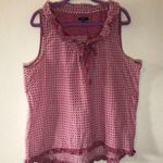 Gap Blouse Pink & Cream Patterned Sleeveless Ruffle Bow Blouse Sz XXL EUC Photo 1