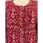 Blair VTG NWOT  Tribal Print Button Down Blouse 3/4 Sleeves Burgundy Size Small. Photo 2