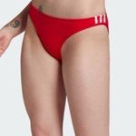 Adidas Red Classic Hipster 3-Stripes Bikini Bottom Photo 0