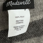 Madewell Cape Scarf In Vertical Stripe 100% Wool Fringe Armholes Gray SOFT Photo 6