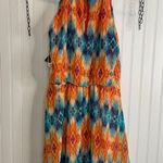 City Triangles NWT City Triangle Blue Orange Southwestern Print Handkerchief Hem Midi Dress XL Photo 1