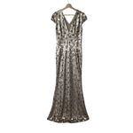 Dress the Population  Lina Cap Sleeve Gold Sequin Gown Maxi Dress Size L Photo 3