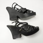 No Boundaries VTG 90s Black Block Heels Strappy Y2K Retro Shoes Sz‎ 7 Vintage Prom Sandals SEE Photo 11