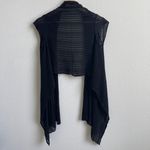 Mi & Rena Vintage Black Semi Sheer Stripe Short Sleeve Drape Crop Cardigan Top Photo 10