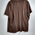 Worthington  2X Striped Top Short Sleeved Plus Workwear in Chocolate Mocha Photo 1