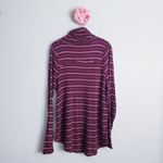 Free People  Kristina Plum Striped Cowl Neck Waffleknit Thermal Photo 5