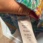 Woman Within  Oversized Tunic Top Blouse Button Front Tropical Colorful 1/2 Sleeve Photo 5