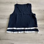 Nautica  Tiered Chiffon Top Navy/White L EUC​ Photo 9