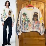 ZARA Blogger Fave Ecru Multi Girls Print Sweatshirt $59.90 EUC S Rare HTF Photo 1