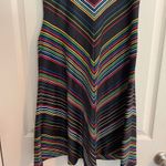 Vintage 70s Chevron Stripe Midi Dress Multicolor Size 11 Retro Mod Go Go Shift Black Photo 2