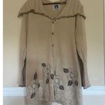 STORYBOOK KNITS Vintage 90s Flower Cardigan Sweater Size 2X Ramie GRANNY COTTAGE Gray Photo 1