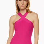 Aritzia  Barton Sculpt Knit Cross Hot Pink Mini Dress Size XS Photo 0