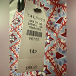 Talbots Canvas Cotton A Line Skirt Red Blue Mediterranean Print Size 14P NWT Photo 3