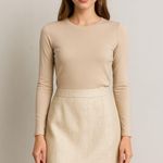 Merona Chic Metallic Textured Gold Beige Mini Skirt Size 4 Photo 0