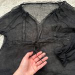 Handmade Gorgeous  Silk Black Delicate Sheer Lace Blouse Fairy Grunge Lacy Ruffle Photo 8