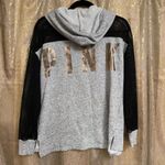 PINK - Victoria's Secret  Black Gray Fishnet Mesh Long Sleeve Top Sweater Hoodie XS Photo 1