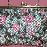 Floral Clutch with metallic gold mesh overlay. Vintage Pink Photo 2