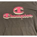 Champion Y2K Streetwear Black Hoodie Pink Logo Pullover Size M Photo 3