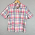 Vintage 90s Plaid Shirt Women Pastel Petite Short Sleeve Button Photo 0