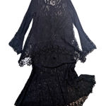 Spencer Alexis Lace Skirt Set – 12 Black Long Sleeve Midi Evening Style 54014 Photo 0