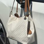 Michael Kors Cream and Brown Shoulder Bag with Hobo Design Photo 1