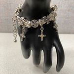 Premier Designs Premier Design Silver Tone Charm Bracelet Cross Heart Dangle Beads Luck Scroll Photo 5