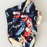 Carmen Marc Valvo One-Shoulder Cutout One-Piece Tropical Print Swimsuit Size 14 Photo 0