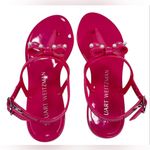 Stuart Weitzman  Imitation Pearl Bow Jelly Pink Sandal Size 9 NWOT Photo 3