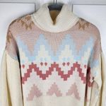 SO  Turtleneck Knit Dress Sweater Ivory Pink Oversized Size M Photo 3