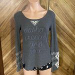 Judith March Women’s Medium Gray Waffle Knit Dasher Dancer Long Sleeve Shirt Photo 1