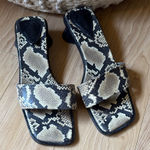 BY FAR Black and Cream Snakeskin Heels Size 8 Photo 0
